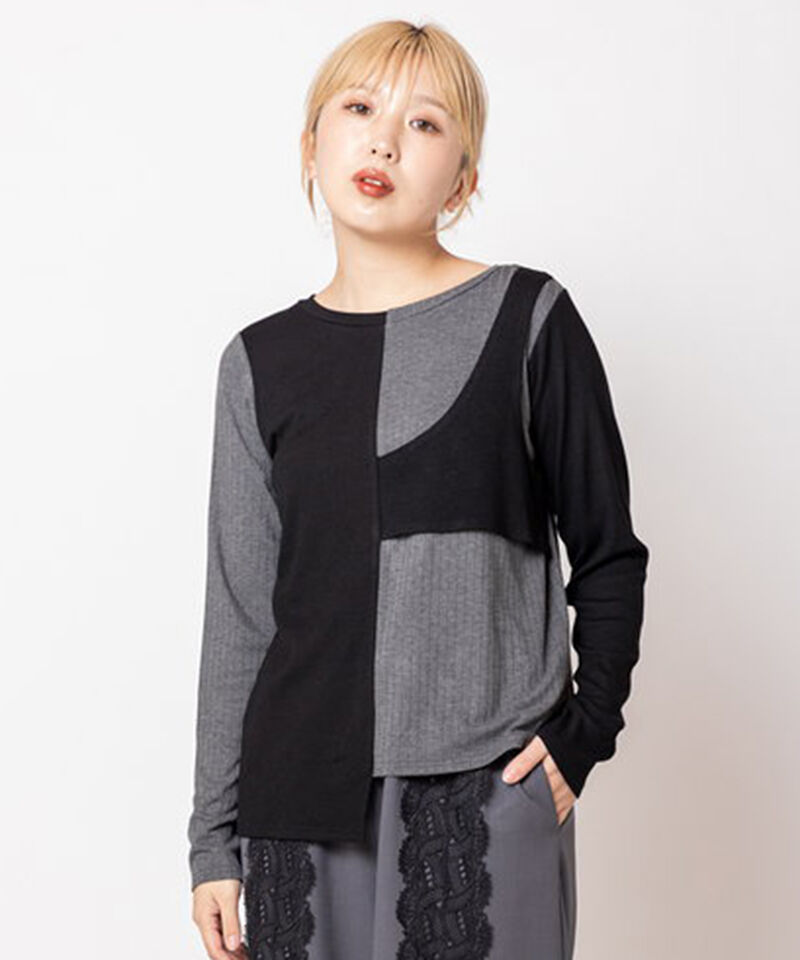  「2WAY配色テレコプルオーバー」|Tシャツ・カットソー|BLACK