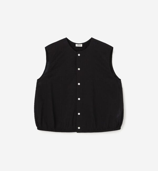 LE GLAZIK「LE GLAZIK | シアーサッカー ノースリーブシャツ WOMEN」|シャツ・ブラウス|BLACK