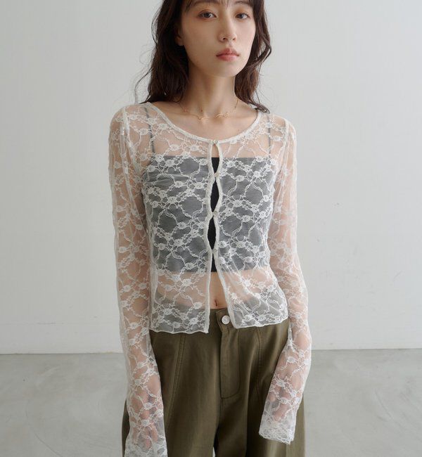  「スカラップカットレースカーディガン」|Tシャツ・カットソー|