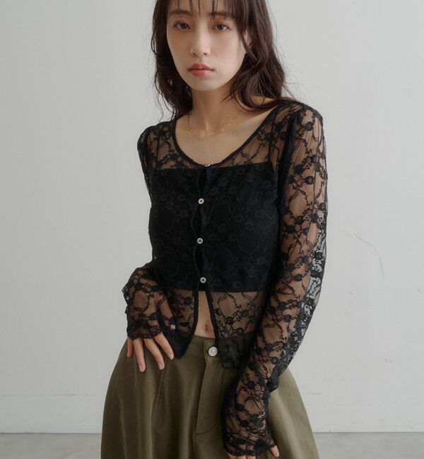  「スカラップカットレースカーディガン」|Tシャツ・カットソー|