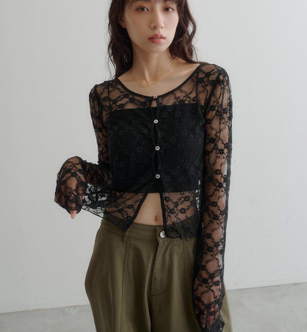  「スカラップカットレースカーディガン」|Tシャツ・カットソー|