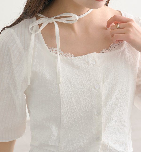  「スクエアネッククロップドブラウス」|シャツ・ブラウス|