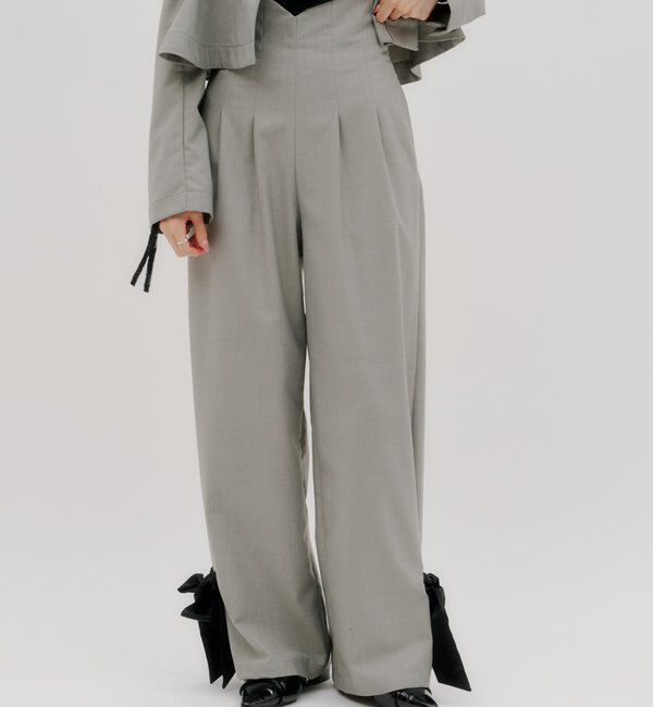  「【lilium by lily】ハイウエストリボンパンツ」|デニム|