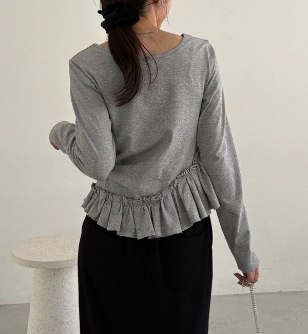  「【新色グレー/前後2WAY】アシメフリルロンT」|Tシャツ・カットソー|