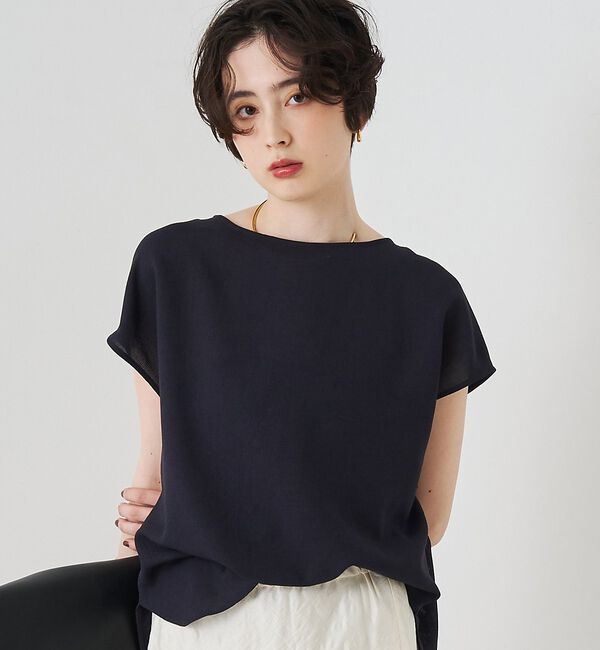 Rouge vif「カラミメッシュプルオーバー/ブラウス」|シャツ・ブラウス|ネイビー