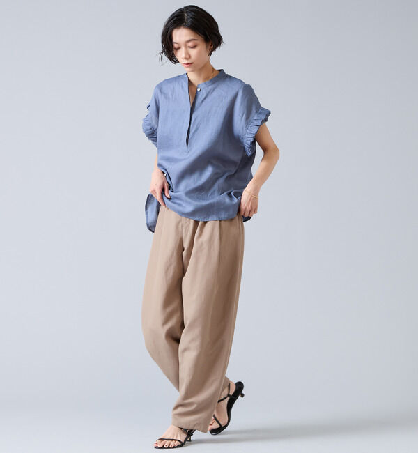 Liesse「《定番》リネンギャザースリーブブラウス」|シャツ・ブラウス|