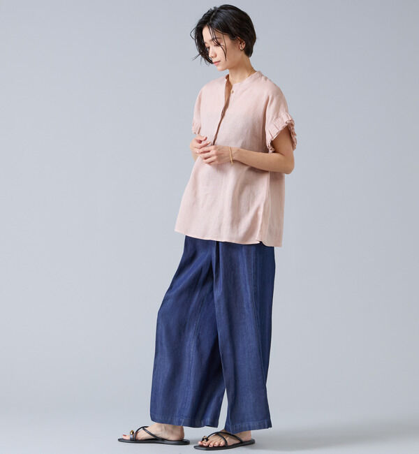 Liesse「《定番》リネンギャザースリーブブラウス」|シャツ・ブラウス|