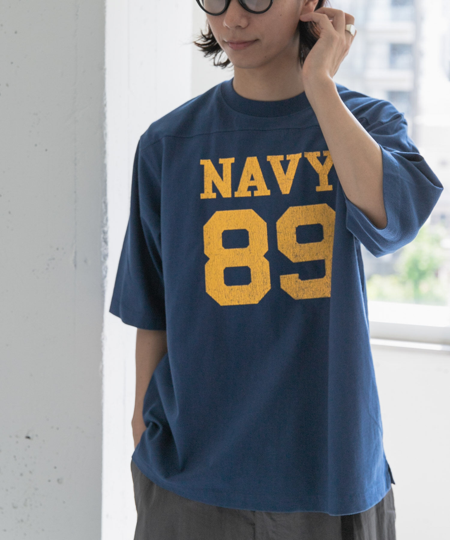 URBAN RESEARCH DOORS「FORK&SPOON　ナンバリングプリントTシャツ」|Tシャツ・カットソー|ブルー