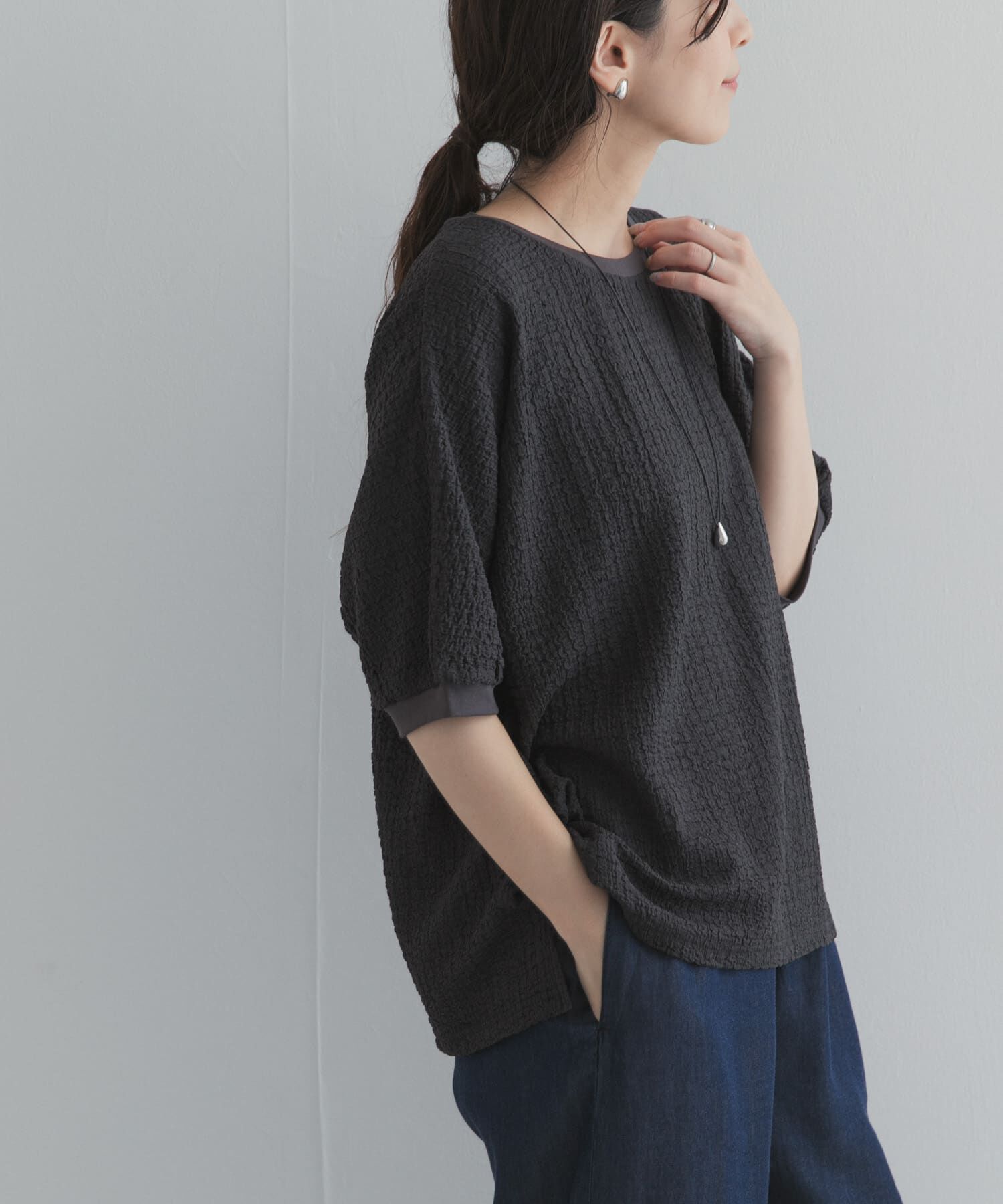 URBAN RESEARCH DOORS「ワッシャーカットドルマンプルオーバー」|Tシャツ・カットソー|