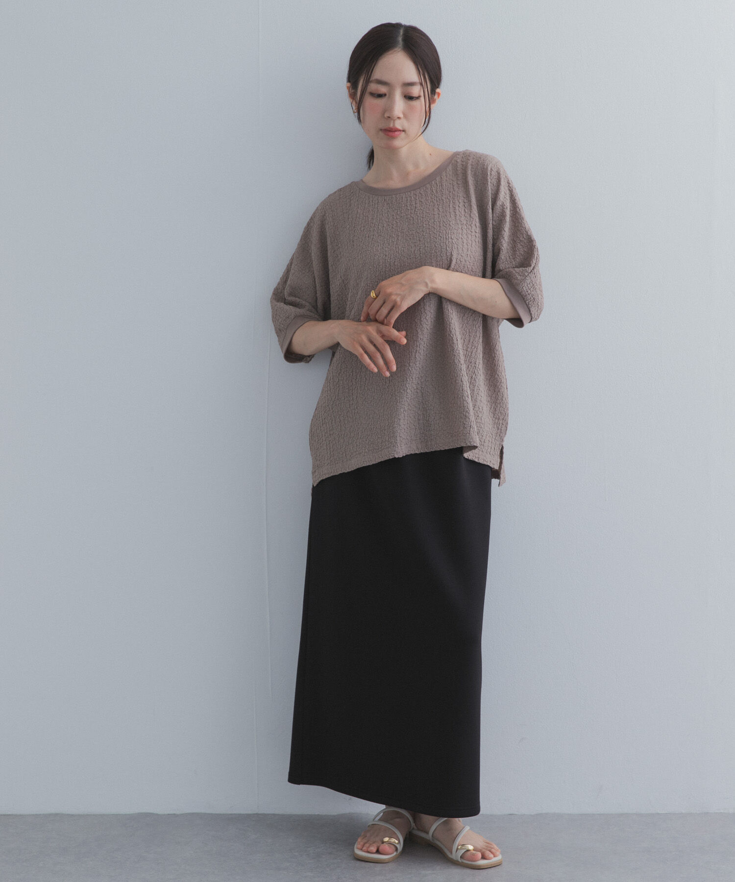 URBAN RESEARCH DOORS「ワッシャーカットドルマンプルオーバー」|Tシャツ・カットソー|