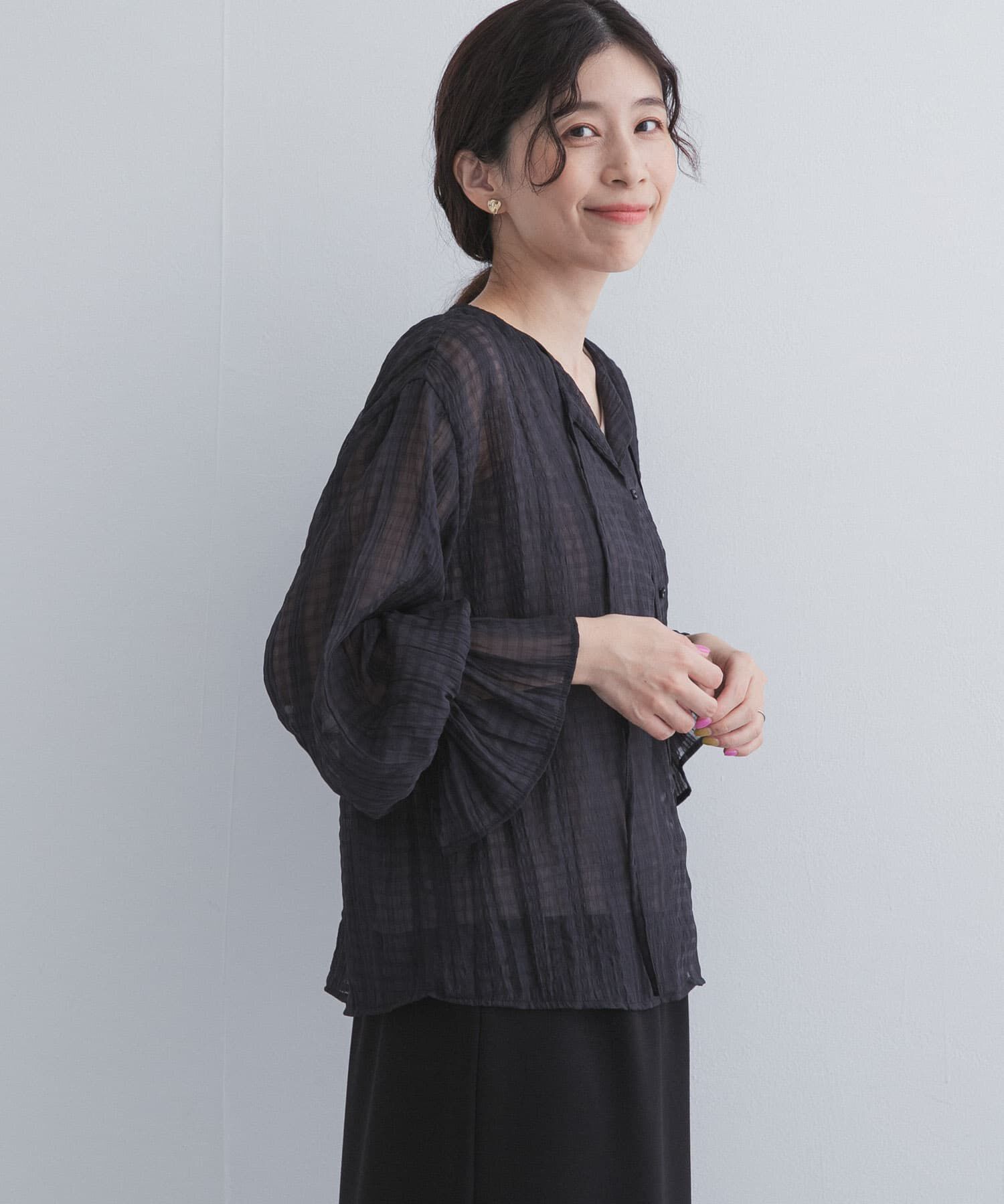 URBAN RESEARCH DOORS「シアーチェックブラウス」|シャツ・ブラウス|