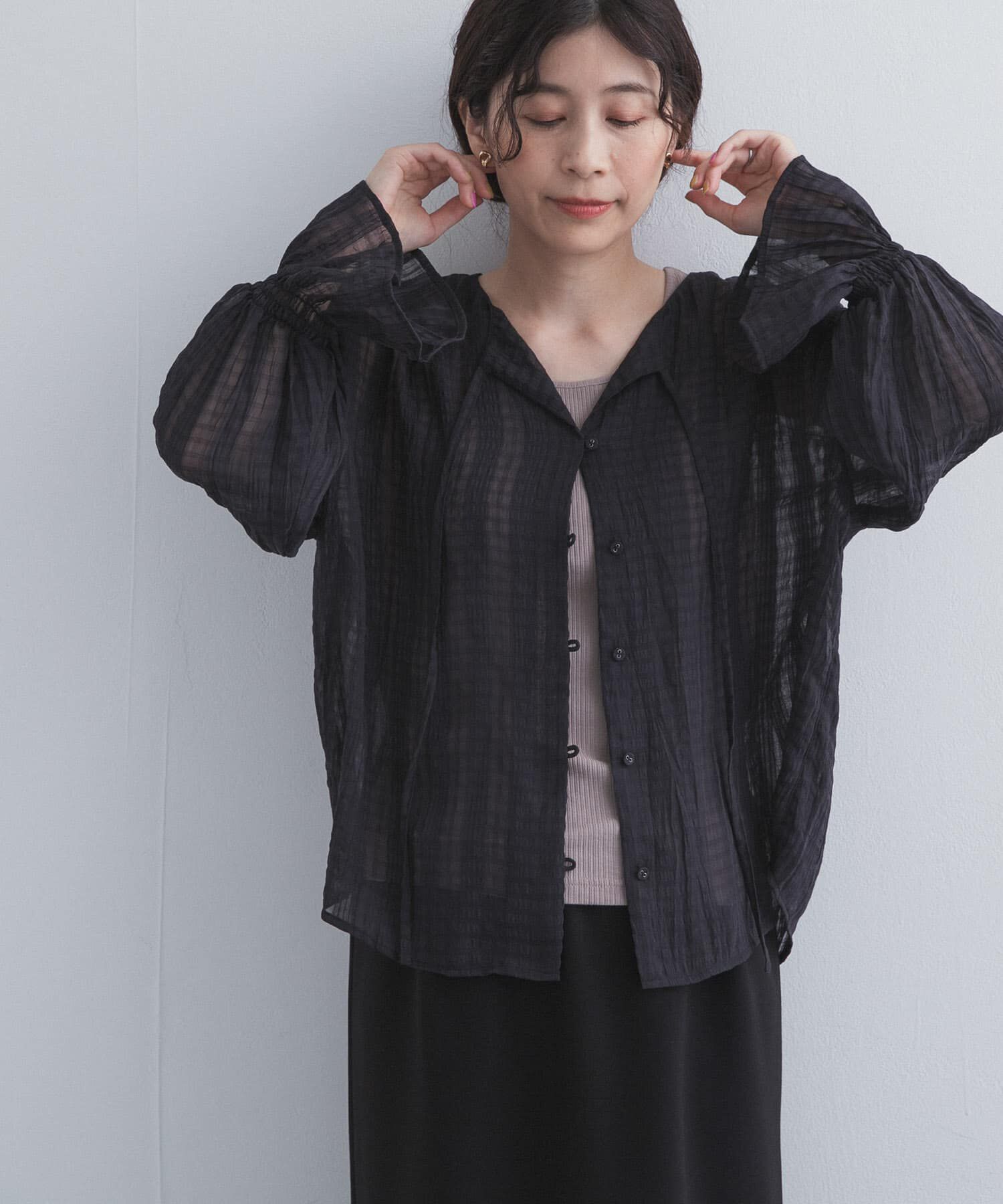 URBAN RESEARCH DOORS「シアーチェックブラウス」|シャツ・ブラウス|