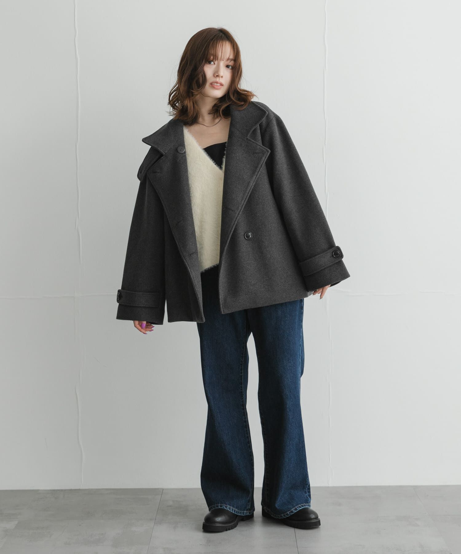 Sonny Label 「メルトンジャージースタンドカラーコート」|ノーカラーコート|