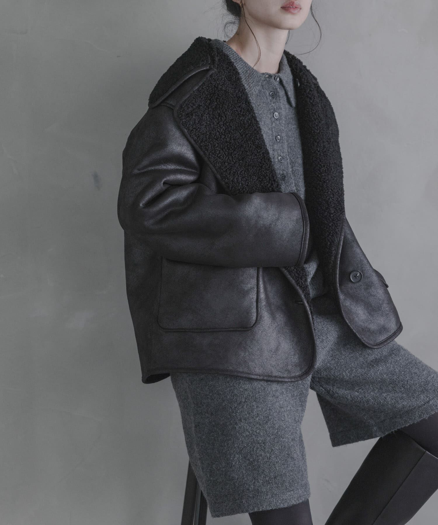 Sonny Label 「リバーシブルフェイクムートンボアコート」|その他|ブラック