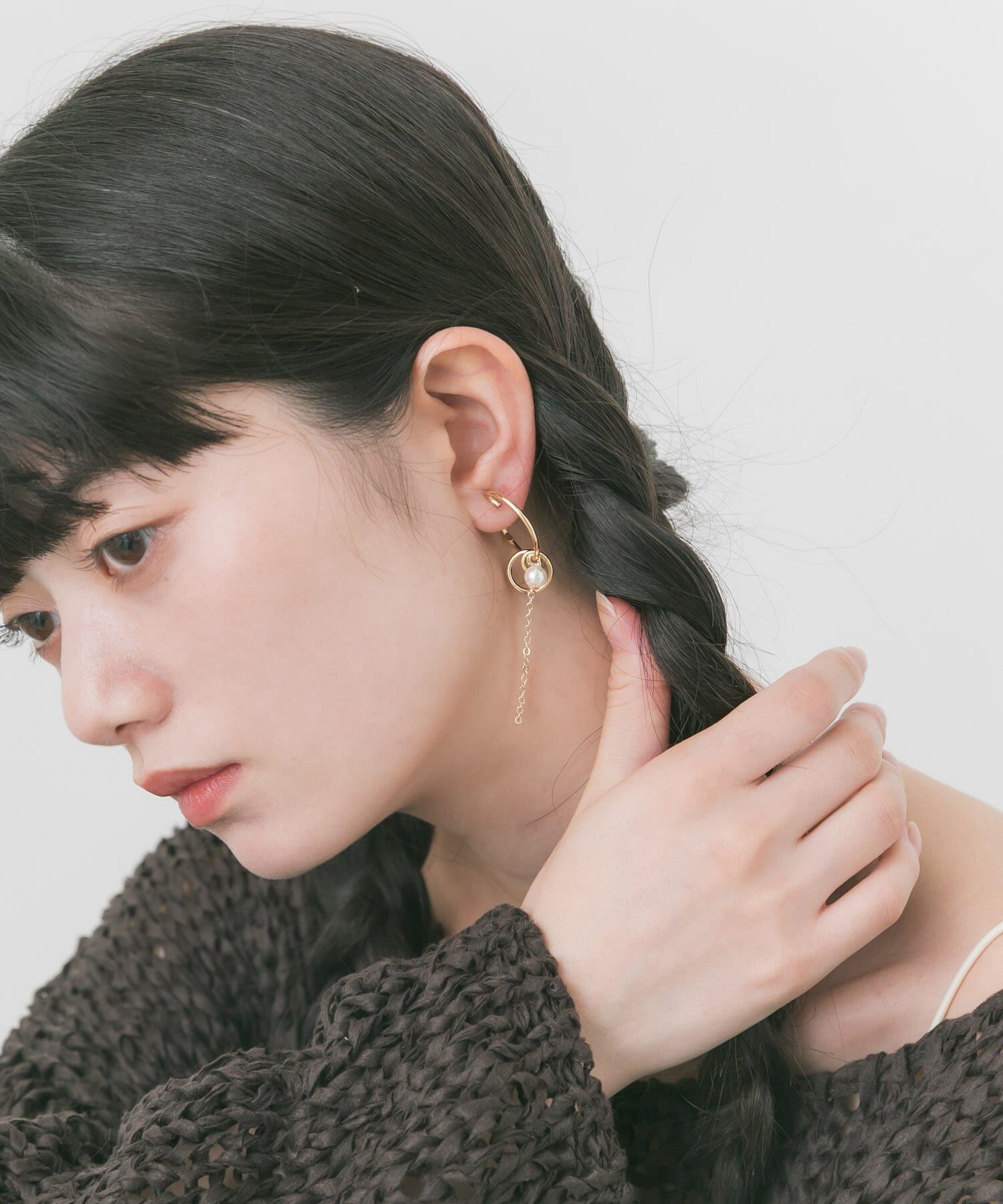 SMELLY「パールチェーンマルチWAYフープイヤリング」|イヤリング|