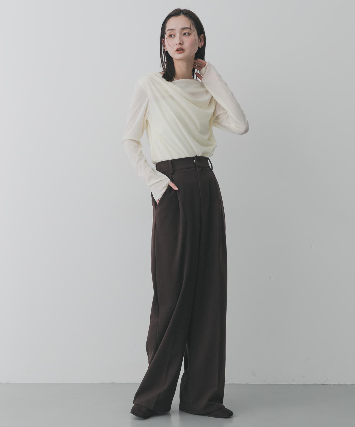 SENSE OF PLACE by URBAN RESEARCH「『BLACK, TALLサイズ/WEB限定』ジャージーストレートスラックス」|その他|