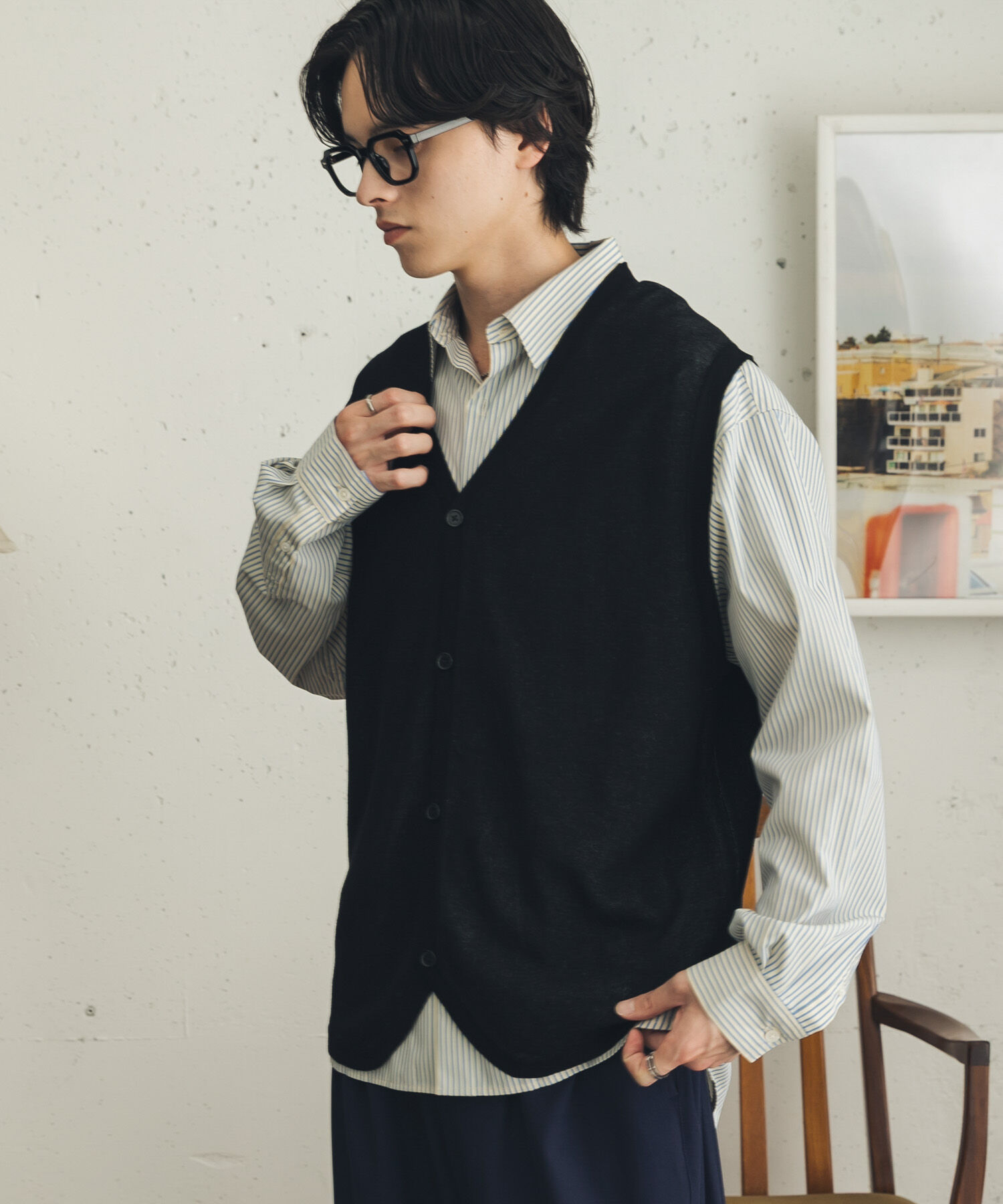 SENSE OF PLACE by URBAN RESEARCH「『洗濯可』ハイショクジャガードニットベスト」|ベスト・ジレ|