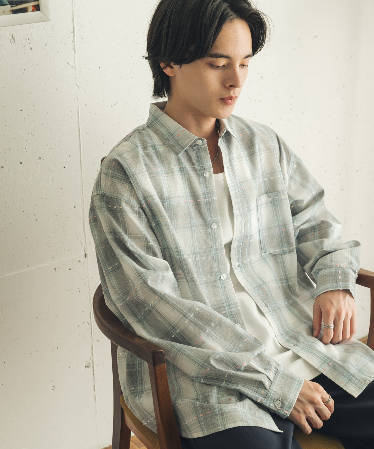 SENSE OF PLACE by URBAN RESEARCH「ドビーチェックレギュラーカラーロングスリーブシャツ」|シャツ・ブラウス|