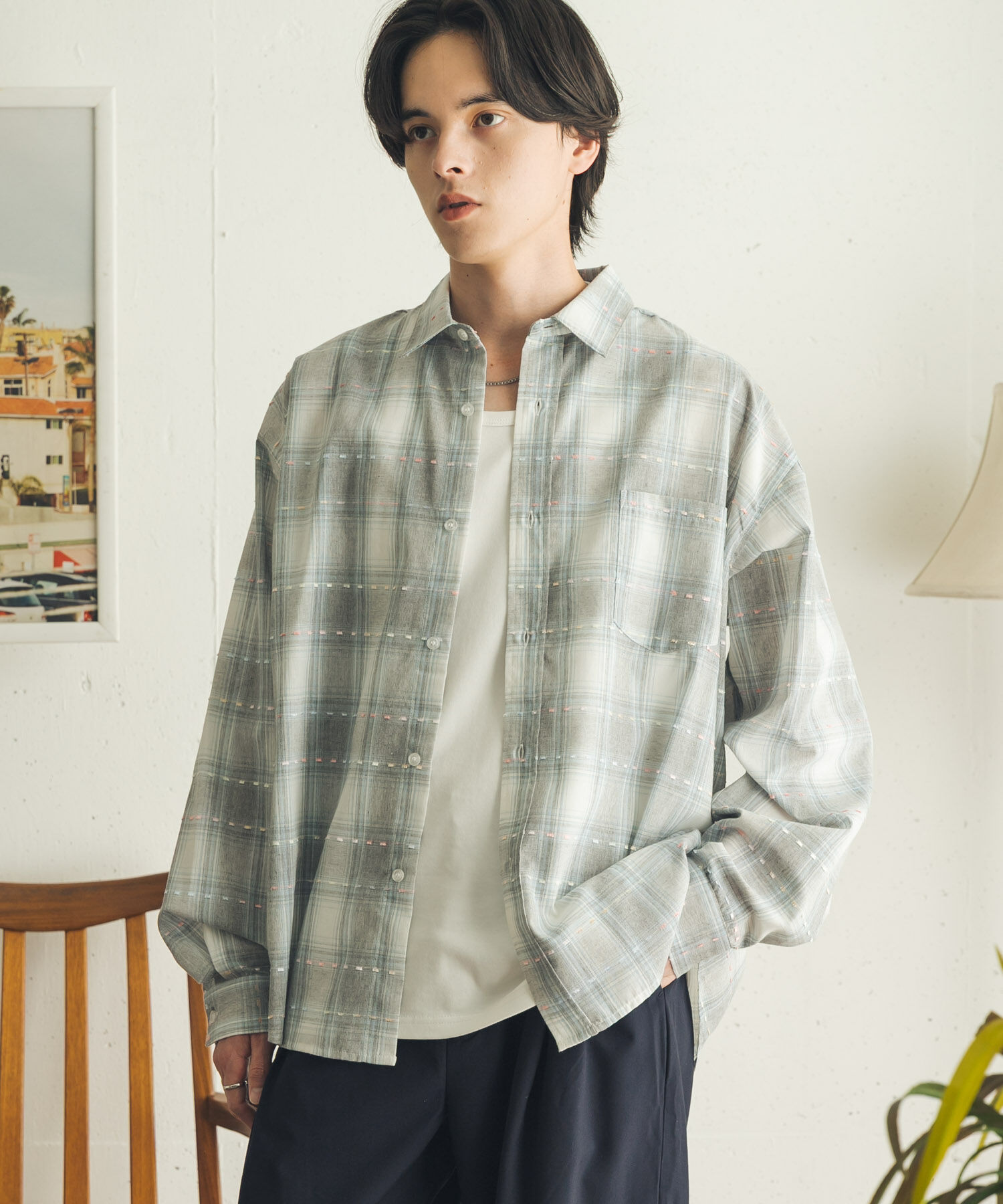 SENSE OF PLACE by URBAN RESEARCH「ドビーチェックレギュラーカラーロングスリーブシャツ」|シャツ・ブラウス|