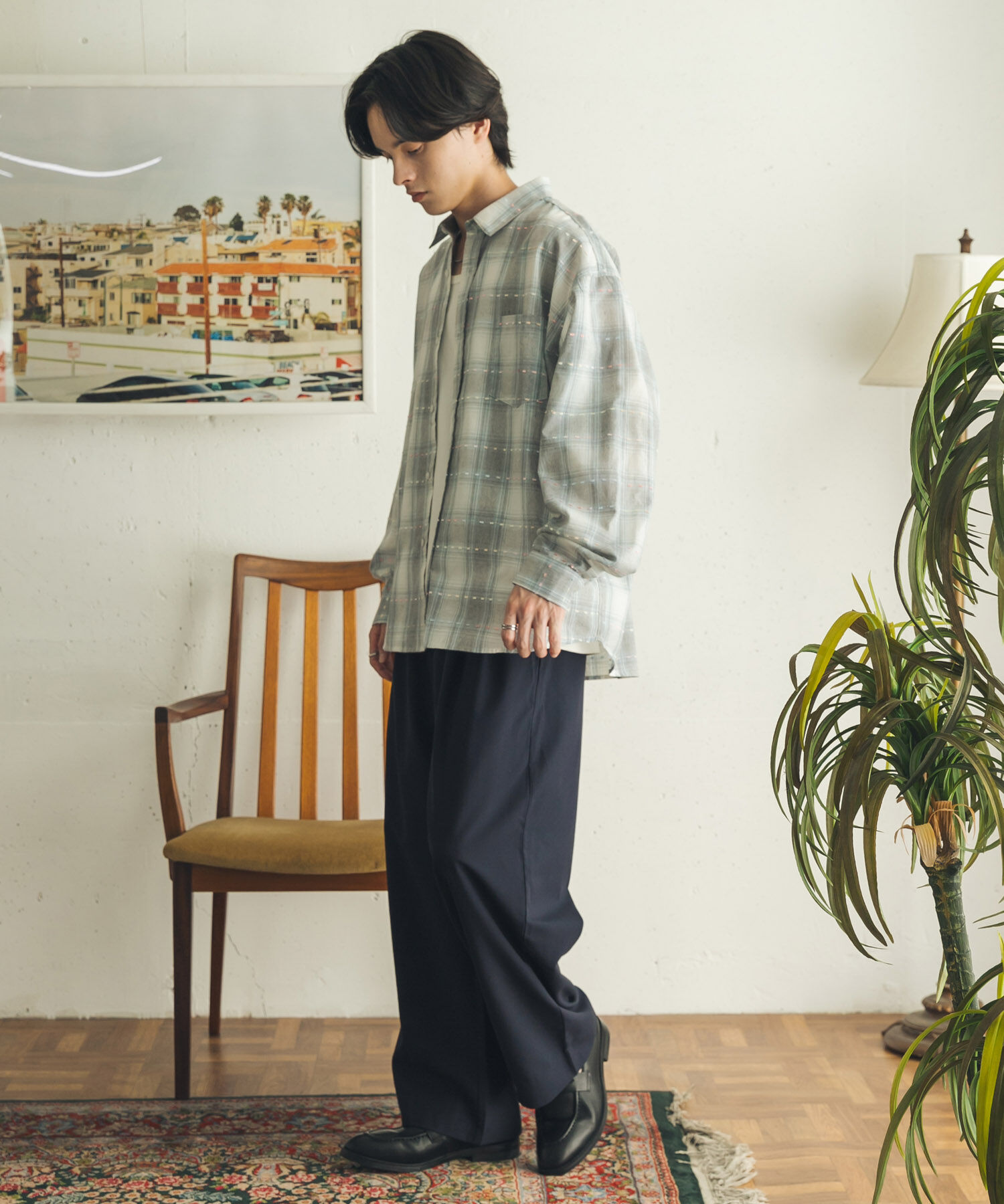SENSE OF PLACE by URBAN RESEARCH「ドビーチェックレギュラーカラーロングスリーブシャツ」|シャツ・ブラウス|