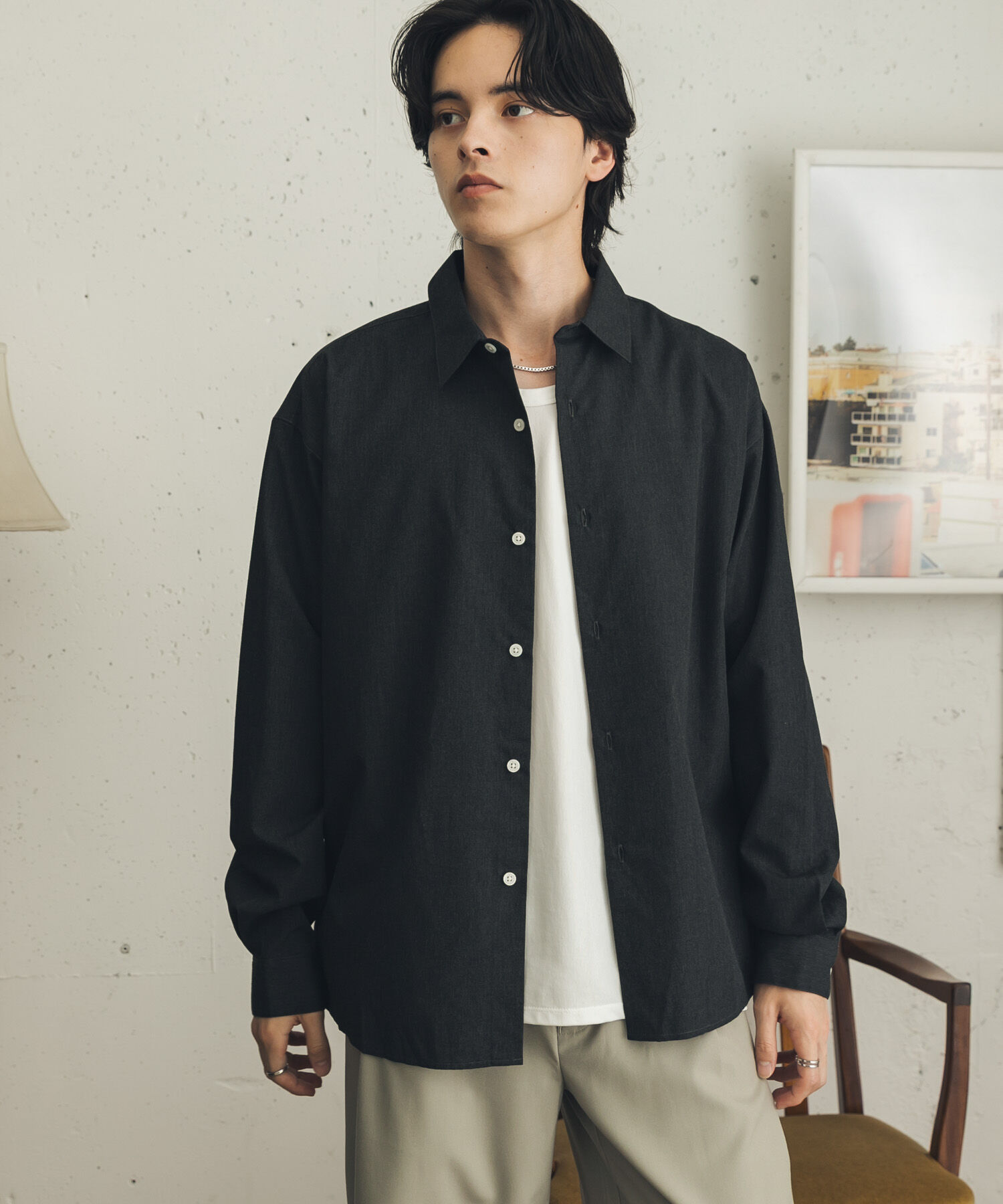 SENSE OF PLACE by URBAN RESEARCH「『イージーケア/吸水速乾』コンフォートレギュラーカラーシャツ」|シャツ・ブラウス|チャコールグレー
