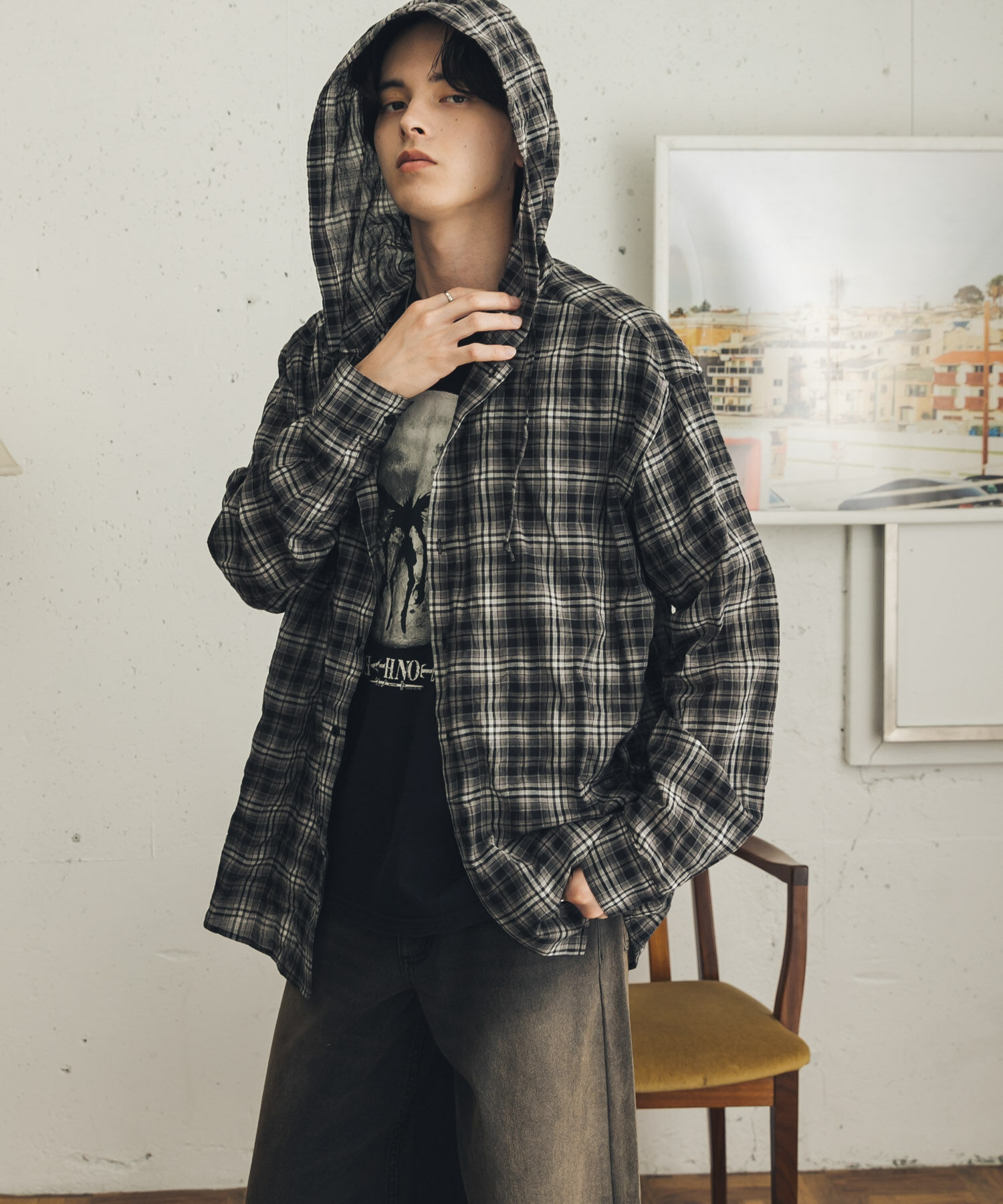 SENSE OF PLACE by URBAN RESEARCH「チェックシアーフーディーシャツ」|シャツ・ブラウス|