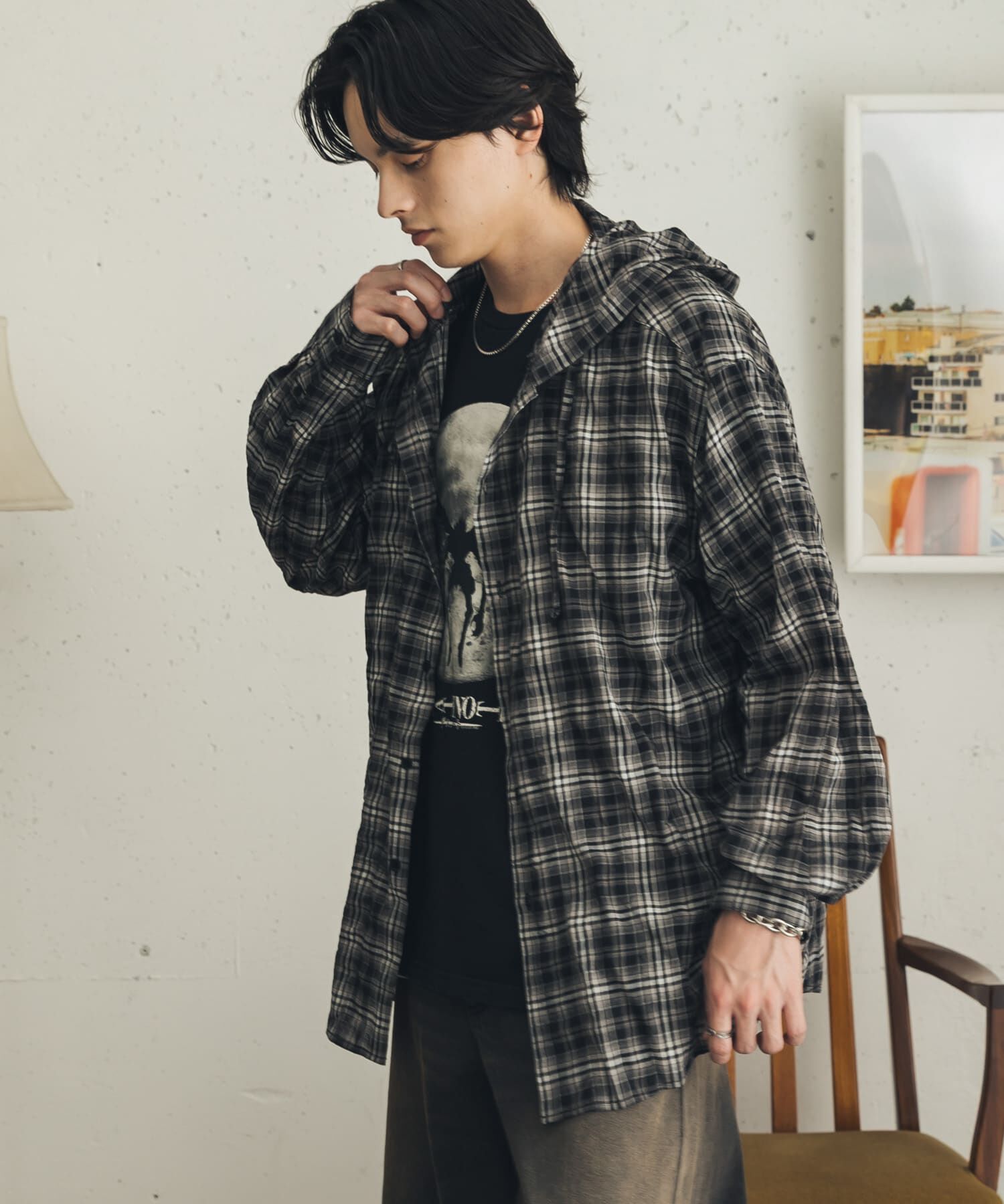 SENSE OF PLACE by URBAN RESEARCH「チェックシアーフーディーシャツ」|シャツ・ブラウス|