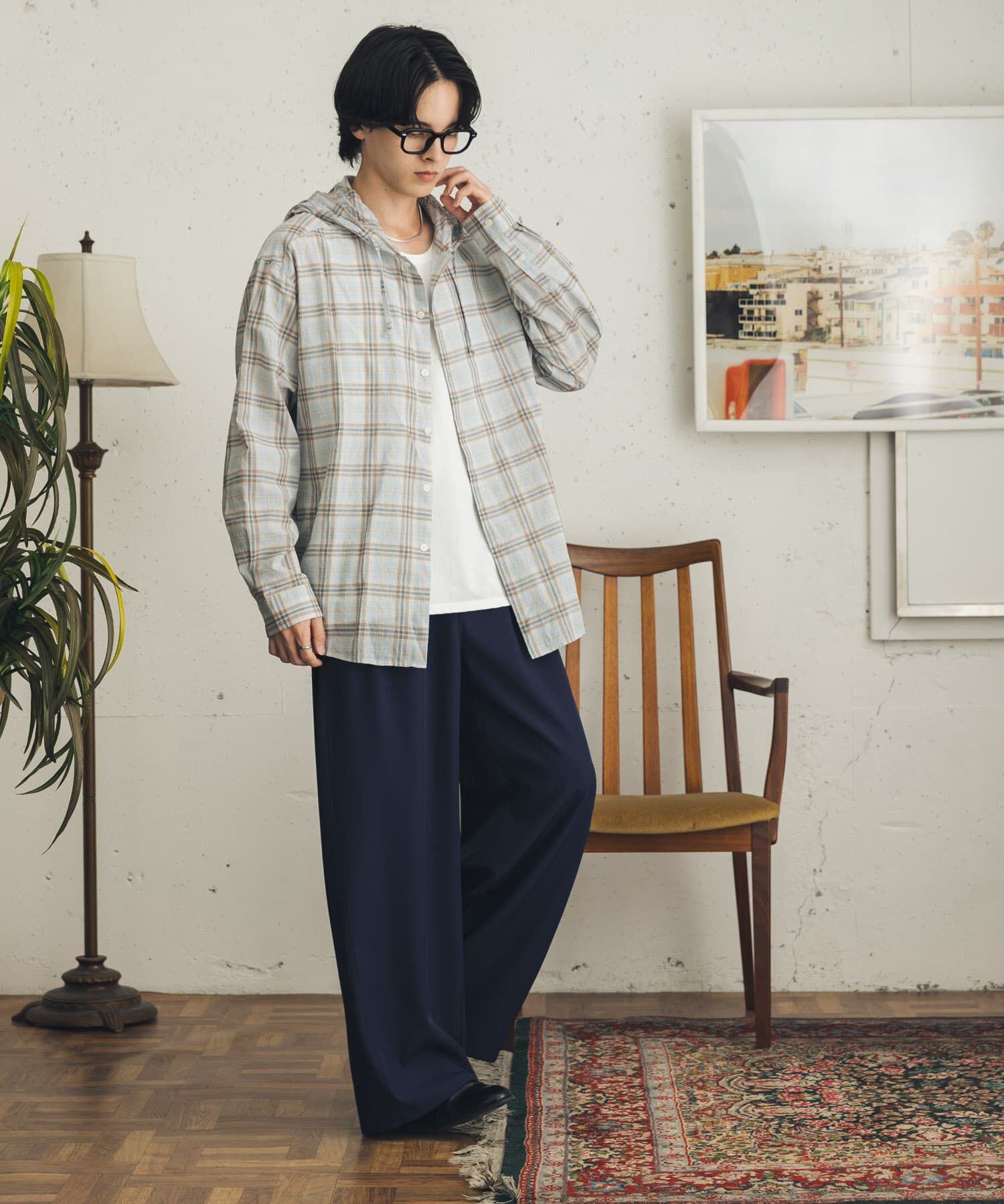 SENSE OF PLACE by URBAN RESEARCH「チェックシアーフーディーシャツ」|シャツ・ブラウス|