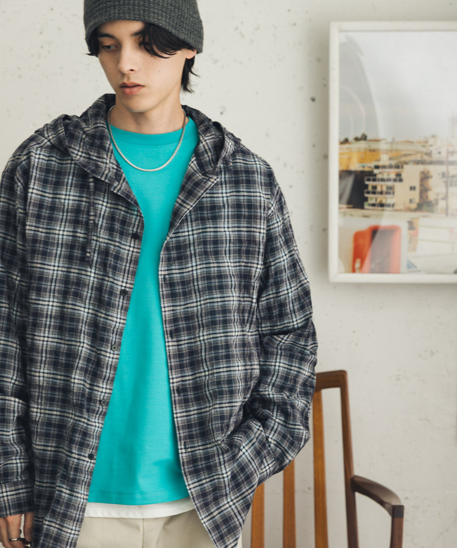 SENSE OF PLACE by URBAN RESEARCH「チェックシアーフーディーシャツ」|シャツ・ブラウス|