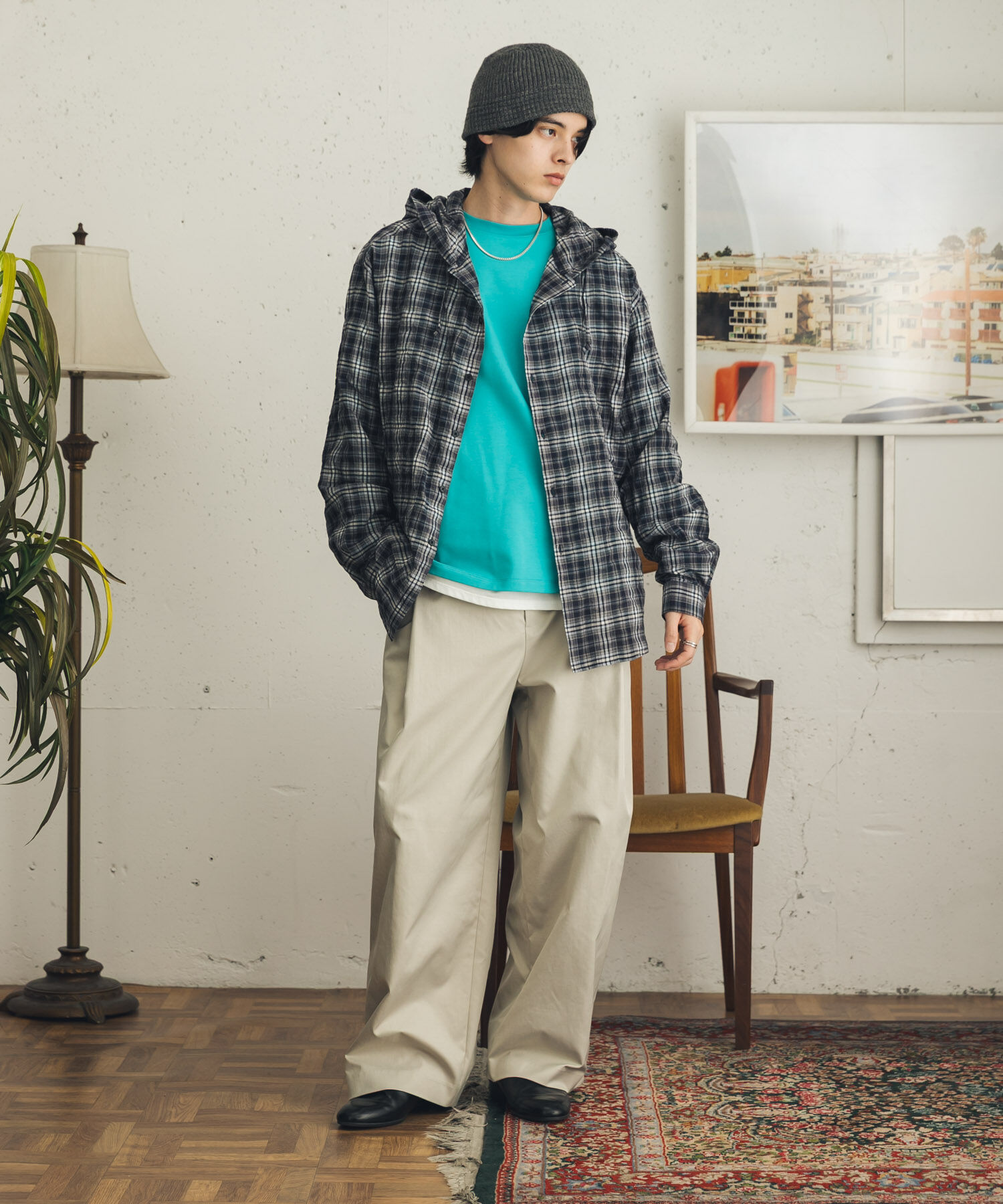 SENSE OF PLACE by URBAN RESEARCH「チェックシアーフーディーシャツ」|シャツ・ブラウス|