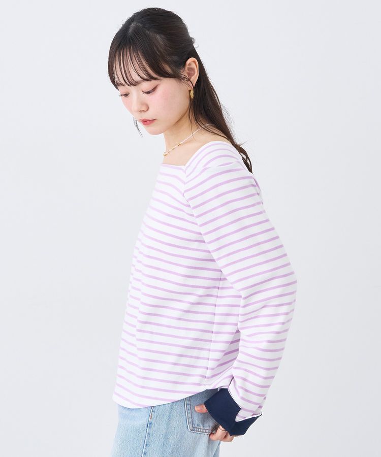 earth music&ecology「バイカラースクエアネックボーダープルオーバー」|Tシャツ・カットソー|
