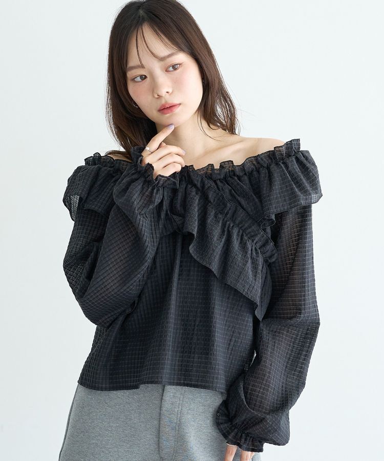 earth music&ecology「シアードビーオフショルブラウス」|シャツ・ブラウス|Black