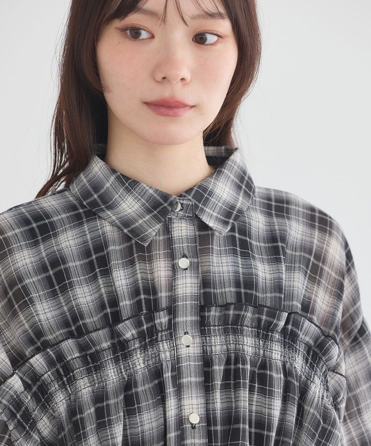 earth music&ecology「シャーリングチェックシャツ」|シャツ・ブラウス|