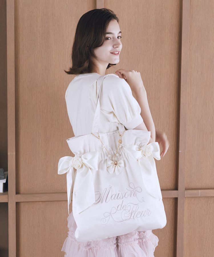 Maison de FLEUR「【WEB限定カラーあり】ローズダブルリボントート」|トートバッグ|