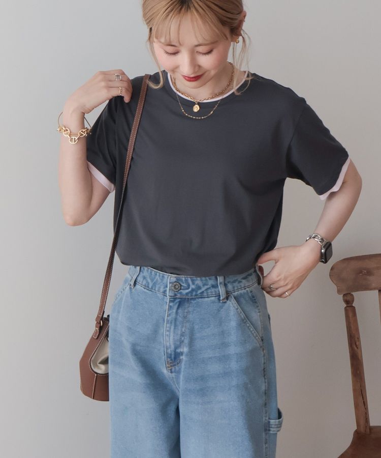 AMERICAN HOLIC「配色レイヤード風シアーTシャツ」|Tシャツ・カットソー|