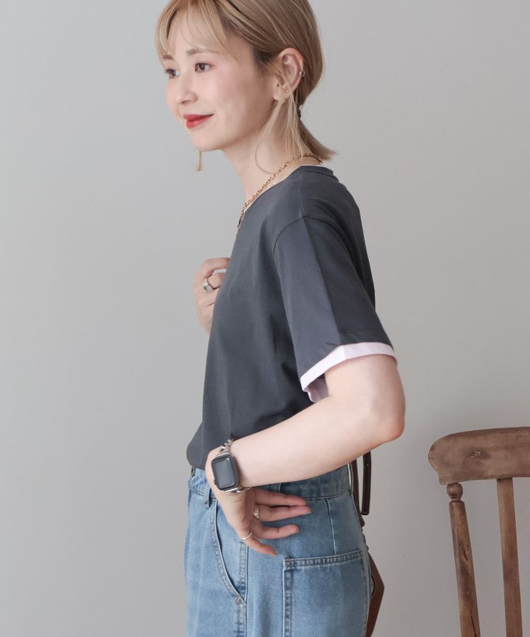 AMERICAN HOLIC「配色レイヤード風シアーTシャツ」|Tシャツ・カットソー|
