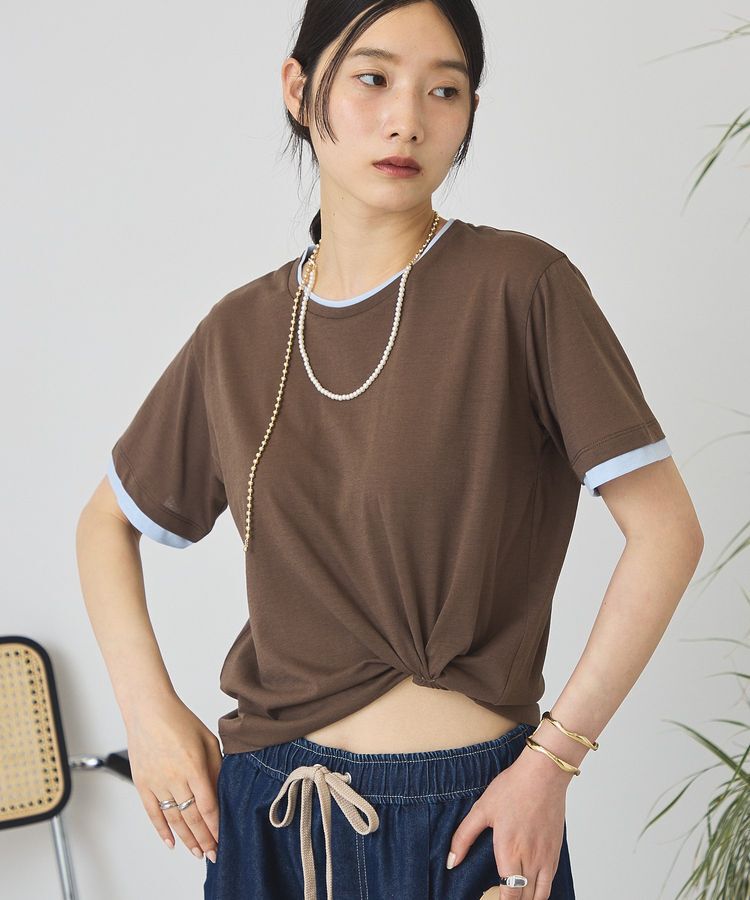 AMERICAN HOLIC「配色レイヤード風シアーTシャツ」|Tシャツ・カットソー|