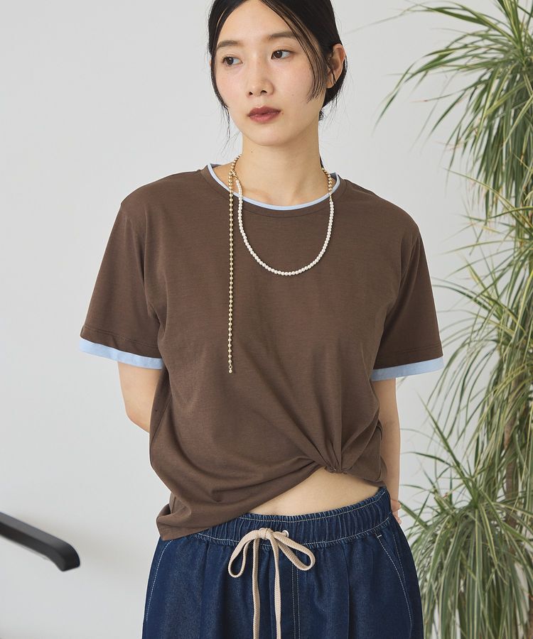 AMERICAN HOLIC「配色レイヤード風シアーTシャツ」|Tシャツ・カットソー|