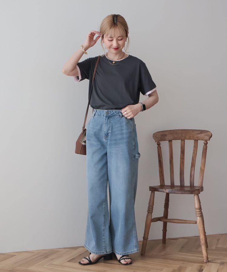 AMERICAN HOLIC「配色レイヤード風シアーTシャツ」|Tシャツ・カットソー|
