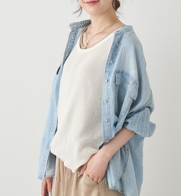  「コットンメッシュタンクトップ」|キャミソール|