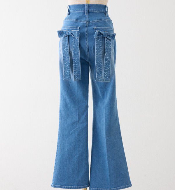  「【SMサイズ展開】リボンアレンジキラキラ美脚デニム」|その他|