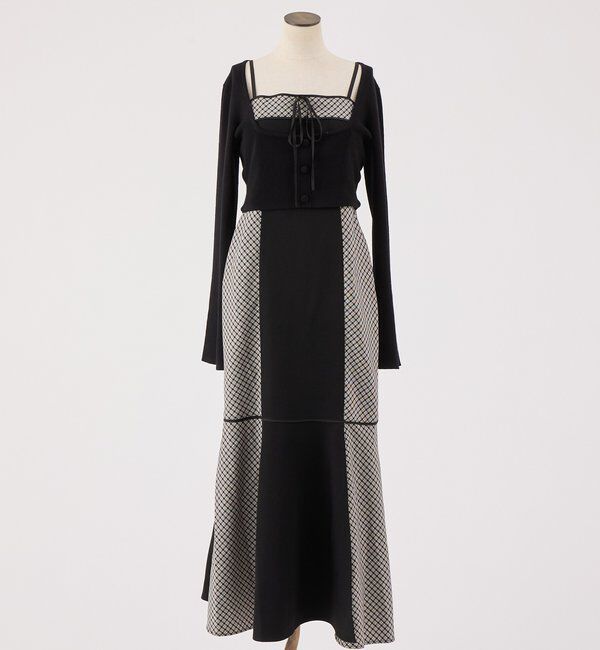  「【SMサイズ展開】アンサンブルチェックワンピース」|ワンピース|ブラック系その他