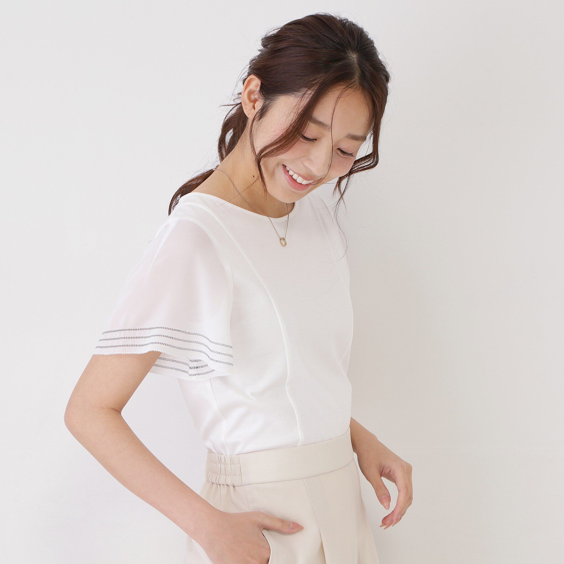 COUP DE CHANCE「【手洗い可】フレアスリーブカットソー」|Tシャツ・カットソー|