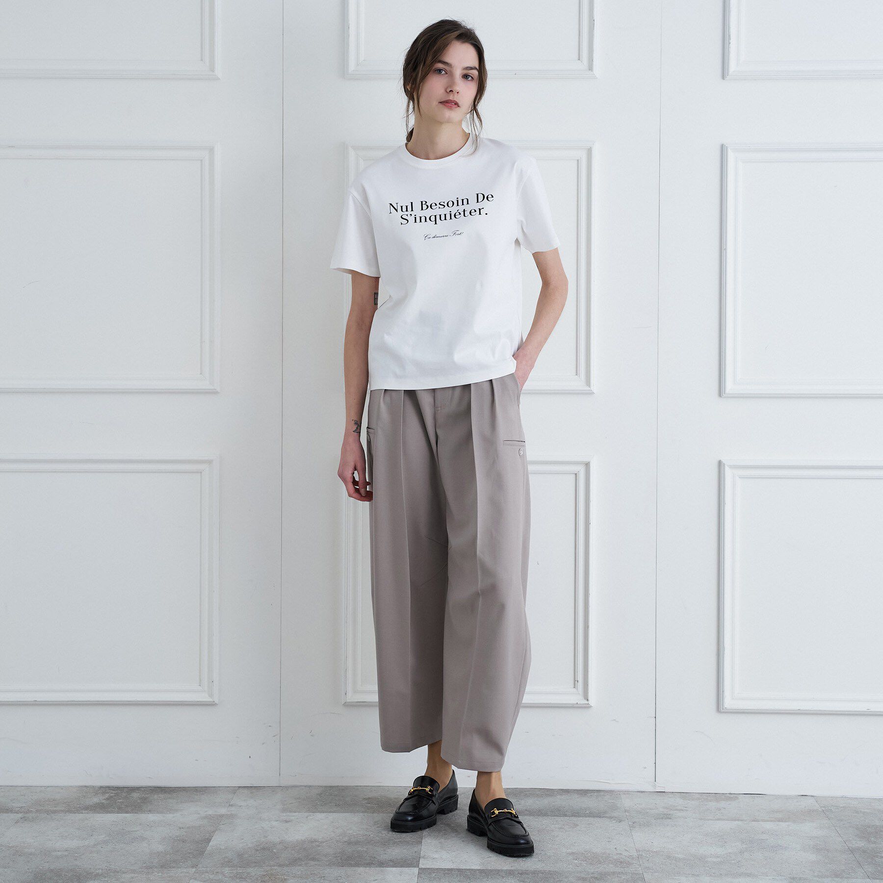 DRESSTERIOR「【接触冷感／抗菌防臭／消臭】アイスクリアコットンフレンチロゴT」|Tシャツ・カットソー|