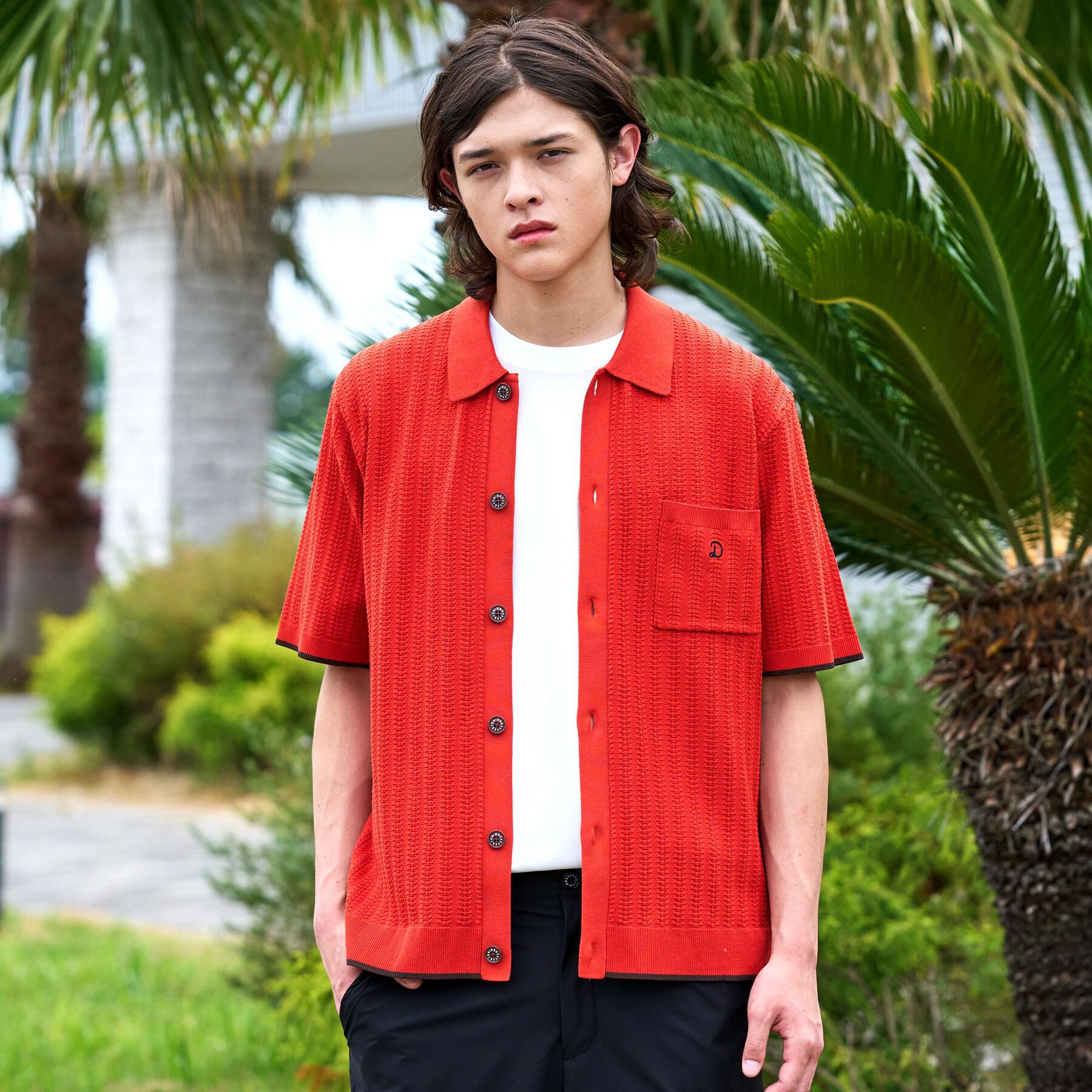 DRESSTERIOR「【Safari5月号掲載】ウォッシャブル キューバニットシャツ」|ニット・セーター|オレンジ(067)