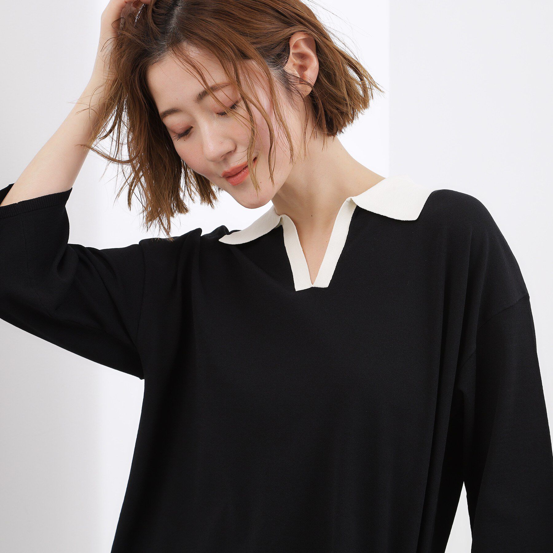 grove「【ひんやり＆UVカット】ラガークロップドプルオーバー」|ニット・セーター|