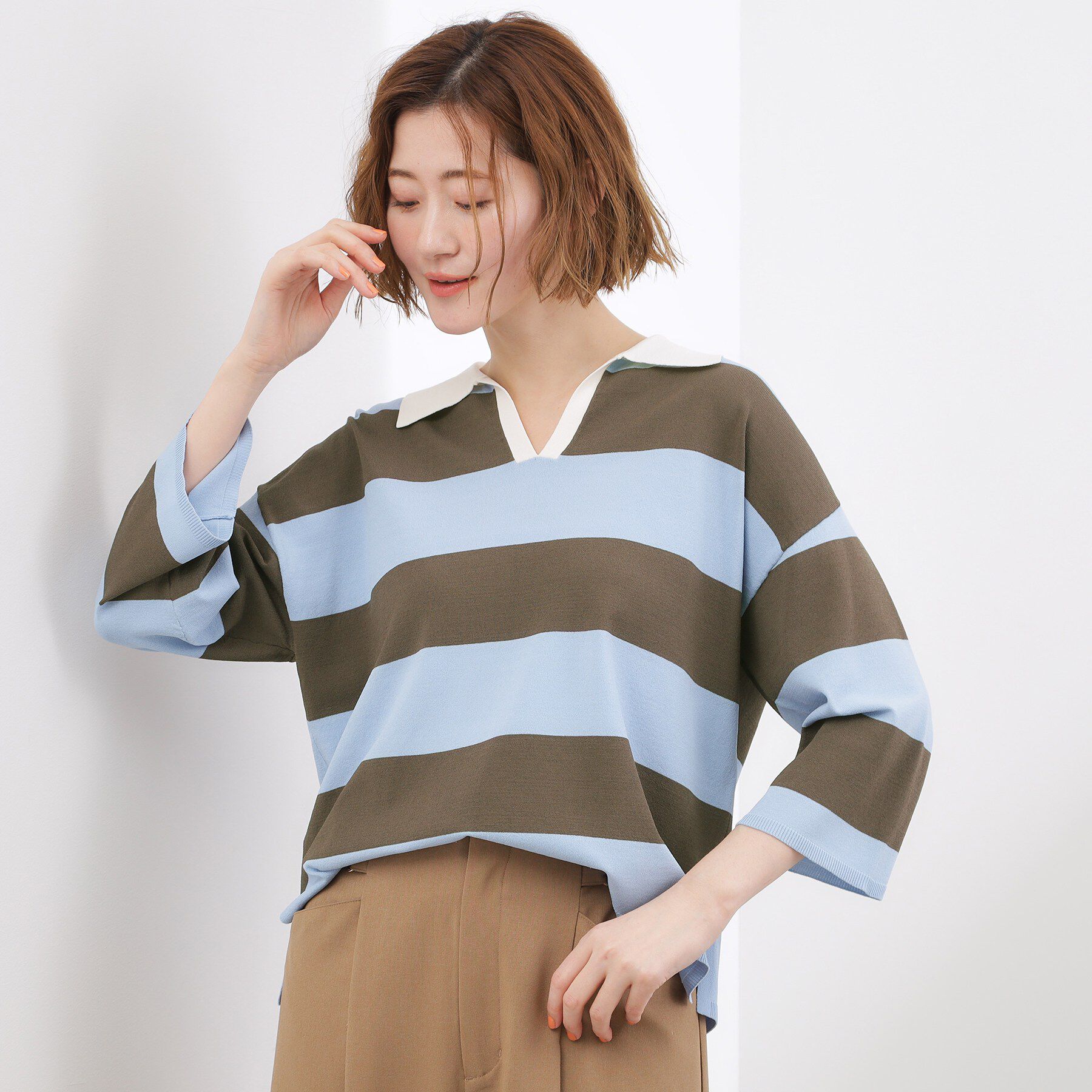 grove「【ひんやり＆UVカット】ラガークロップドプルオーバー」|ニット・セーター|
