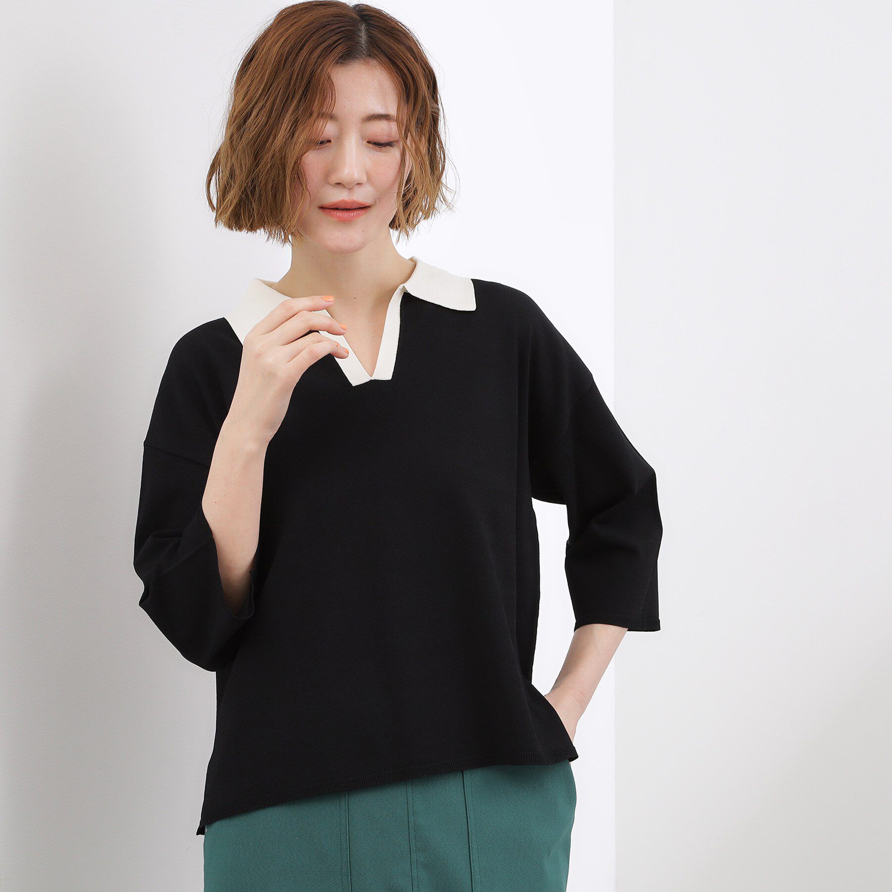 grove「【ひんやり＆UVカット】ラガークロップドプルオーバー」|ニット・セーター|