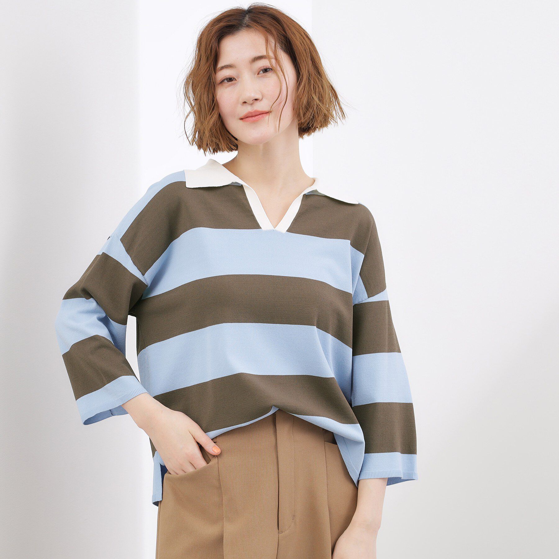 grove「【ひんやり＆UVカット】ラガークロップドプルオーバー」|ニット・セーター|