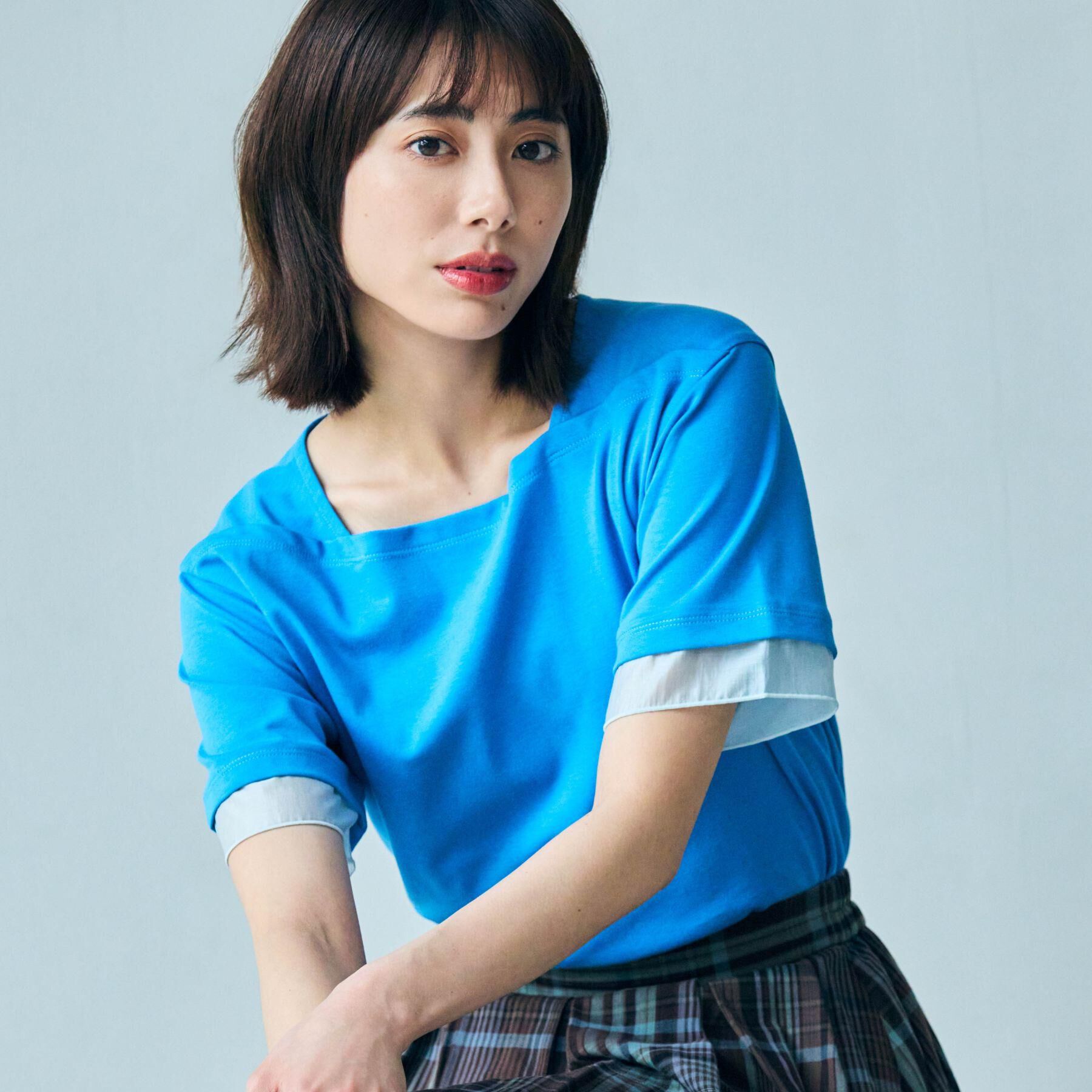 grove「【二の腕カバー/UVカット・ひんやり】袖口シアースクエアネックTシャツ」|Tシャツ・カットソー|